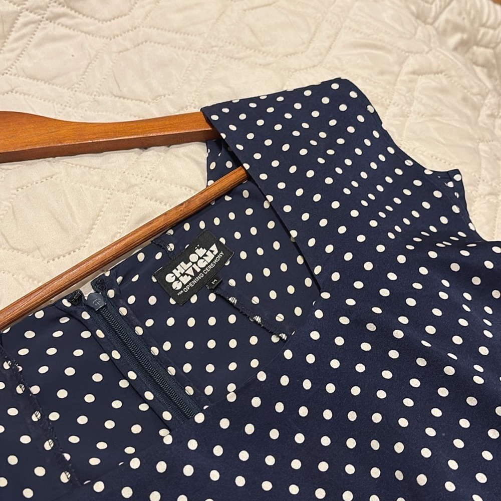 Chloe opening ceremony blue and white polka dot dress size M